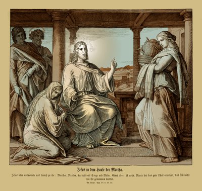 Jesus im Haus von Martha, Evangelium nach Lukas von Julius Schnorr von Carolsfeld