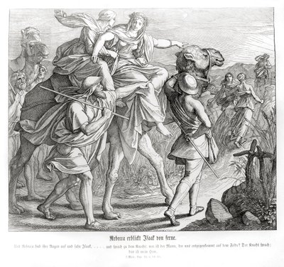 Rebekka sieht Isaak von weitem, Genesis von Julius Schnorr von Carolsfeld