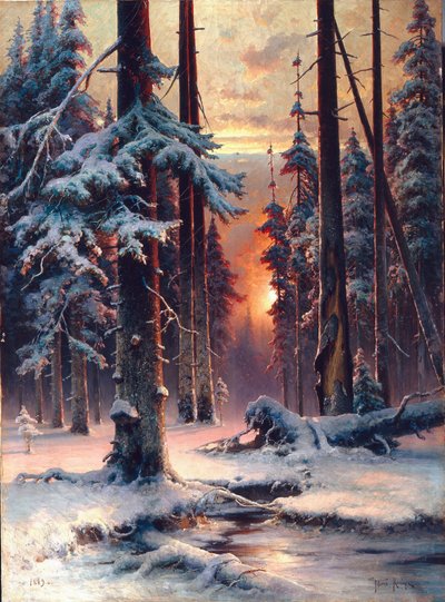 Winterdämmerung im Tannenwald von Julius Sergius Klever