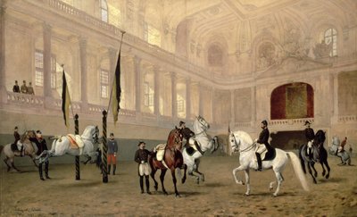Morgengymnastik in der Hofreitschule, Josephsplatz, 1890 von Julius von Blaas  