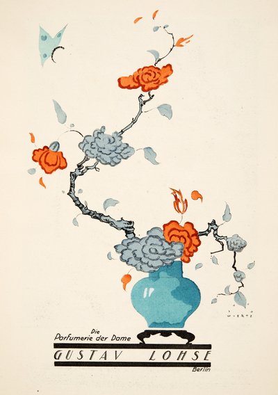 Werbung für Gustav Lohse, Parfüm für Frauen, aus Styl, veröffentlicht 1922 (Pochoir-Druck) von Jupp Wiertz