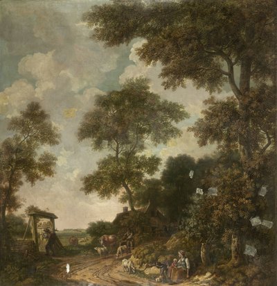 Wandgemälde einer holländischen Landschaft mit einem Sandweg von Jurriaan Andriessen (attributed to)