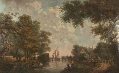 Behangsel mit holländischer Landschaft, gehörend zur Halle der Nieuwe Doelenstraat 22 von Jurriaan Andriessen