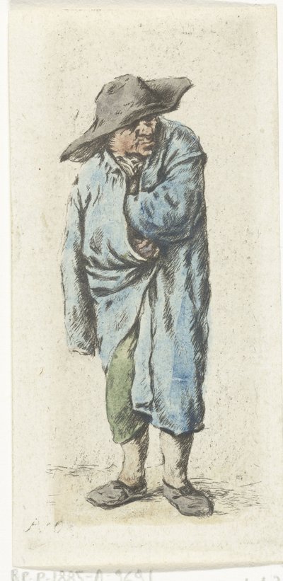 Stehender Bauer mit Hand und Arm in seinem Mantel von Jurriaan Cootwijck