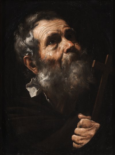 Ein Heiliger mit einem Kreuz von Jusepe de Ribera