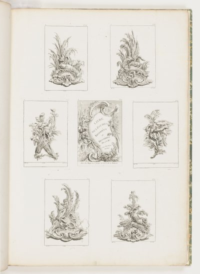 Ornamententwurf mit Krebs-Motiv, Tafel 14 in Livre des Légumes (Serie von Gemüseornamenten) von Juste Aurèle Meissonnier
