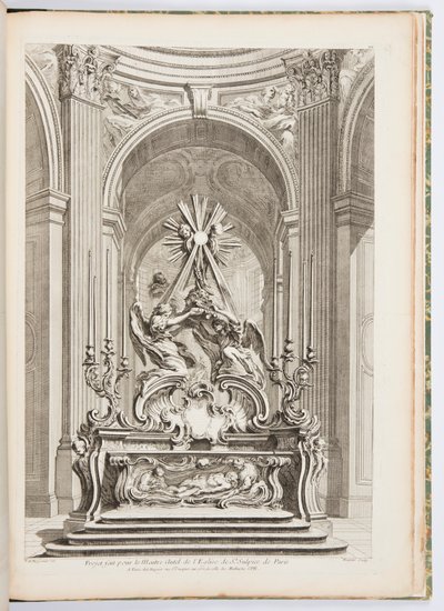 Entwurf für den Hauptaltar der Kirche St. Sulpice in Paris, Tafel 109, in Oeuvres de Juste-Aurèle Meissonnier von Juste Aurèle Meissonnier