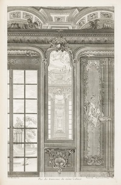 Ansicht der Trumeaux des gleichen Kabinetts, 3. Tafel von Juste Aurèle Meissonnier