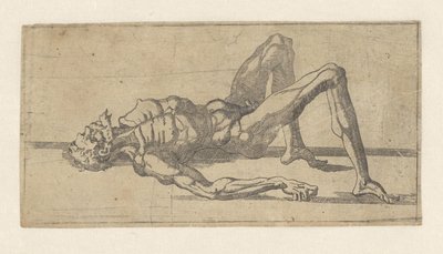 Nackter Mann, auf dem Rücken liegend von Juste de Juste (attributed to)