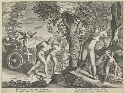 Nackte von Amor gejagt (Serie: Verschiedene Aspekte der Liebe) von Justus Sadeler (attributed to)