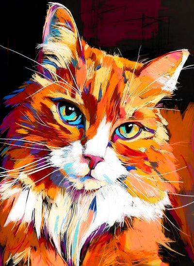 Buntes Katzenporträt von Justyna Jaszke