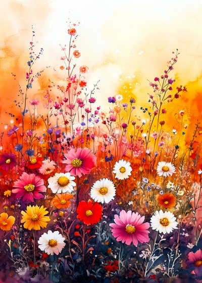 Buntes Wildblumenfeld von Justyna Jaszke