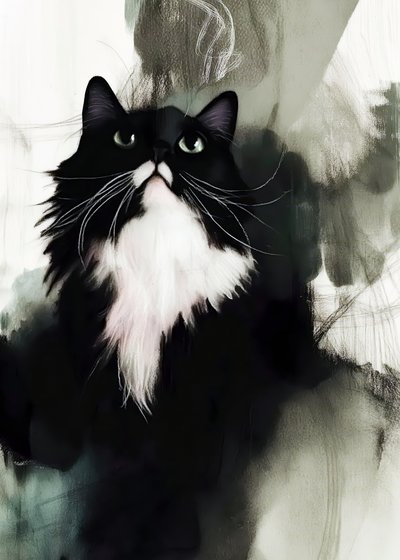 Neugierige Tuxedo Katze von Justyna Jaszke