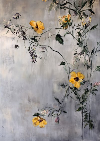 Gelbe Blumen im Wind von Justyna Jaszke