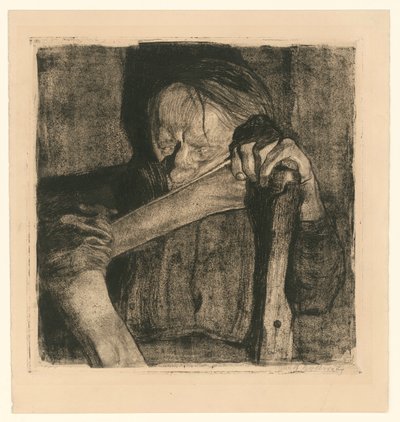 Beim Dengeln (Blatt 3 aus "Bauernkrieg", 5. Zustand) von Käthe Kollwitz
