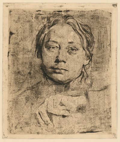 Selbstbildnis mit der linken Hand (1. Zustand) von Käthe Kollwitz
