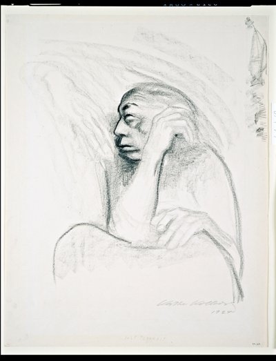 Selbstporträt mit der Hand des Todes, 1924 von Käthe Kollwitz