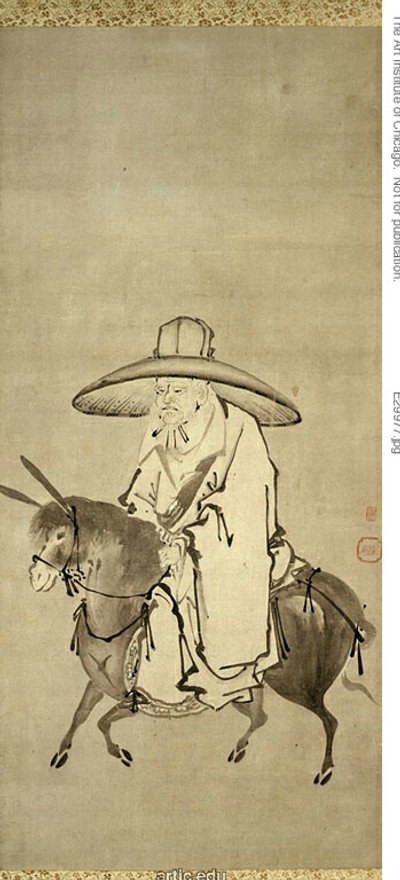 Der Dichter Du Fu reitet auf einem Esel von Kanô Shigenobu