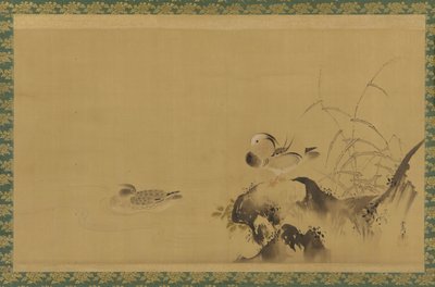 Mandarinenten in einer Landschaft, Edo-Periode, Mitte 17. bis Anfang 18. Jahrhundert von Kanô Yôboku Tsunenobu