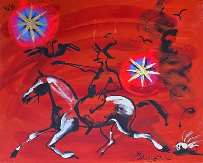 Roter Reiter Goldene Sterne von Kanat Ibragimov