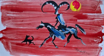 Wilder Reiter roter Himmel von Kanat Ibragimov