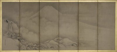 Berg Fuji und Matsubara-Punkt, Bildschirme von Kano Tanyu