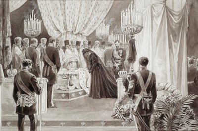 Begräbnis von Kaiser Alexander III. in der Peter-und-Paul-Kathedrale in St. Petersburg, 1894 von Karel Brozh