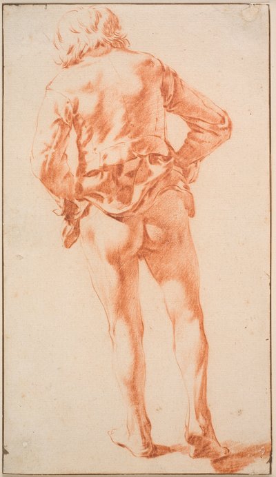 Ein halbnackter, gehender Mann, von hinten gesehen von Karel Du Jardin