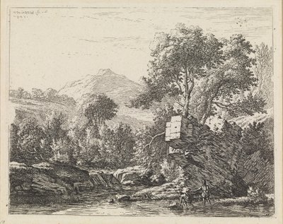 Zwei Männer bei einem Stein im Wasser von Karel Dujardin