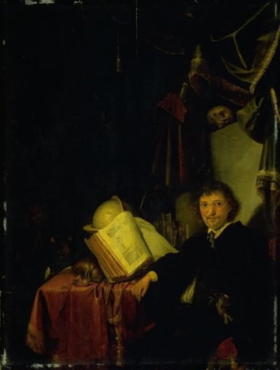 Porträt eines Mannes in einem Innenraum von Karel Slabbaert