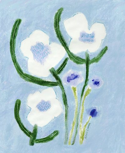 Blaue Pastellblumen von Karin Lauria