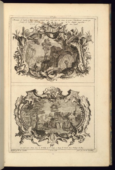 Entwurf für zwei Kartuschen, 1745 von Karl Albert von Lespilliez