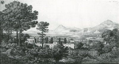 Aussicht vom Palast des Prinzen Valguarnera auf einen Teil der Bagaria bei Palermo und den Golf von Cefalù von Karl Friedrich Schinkel