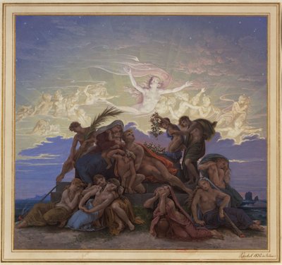 Berlin. Altes Museum am Lustgarten. Entwurf zum Wandbild "Trauer am Tumulus" von Karl Friedrich Schinkel