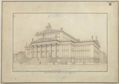 Berlin. Schauspielhaus auf dem Gendarmenmarkt. Perspektivische Ansicht der Vorderseite von Karl Friedrich Schinkel
