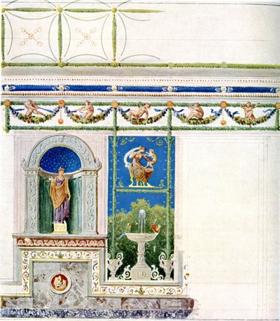 Berlin, Wilhelmplatz. Palais des Prinzen Karl von Preußen, Speisesaal. Entwurf zu Wand und Decke von Karl Friedrich Schinkel