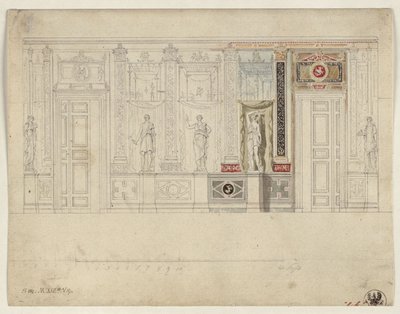 Berlin, Wilhelmstraße 102. Palais des Prinzen Albrecht von Preußen, Entwurf zum ovalen Speisesaal von Karl Friedrich Schinkel