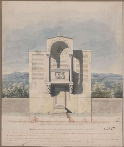 Bonn. Entwurf zum Grabdenkmal für Barthold Georg Niebuhr, mit dem Reliefbildnis des Ehepaares von Karl Friedrich Schinkel