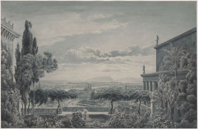 Die Residenz eines Fürsten. Privatgarten des Fürstenpaares mit Blick auf die Stadt und das Meer von Karl Friedrich Schinkel