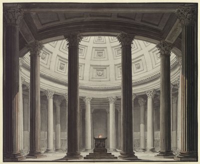 Die Vestalin. Oper von Gaspare Spontini. Entwurf zur 2. Dekoration. Blick in den Tempel der Vesta von Karl Friedrich Schinkel