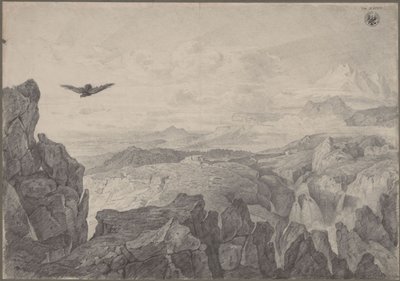 Gebirgslandschaft mit schwebendem Adler von Karl Friedrich Schinkel