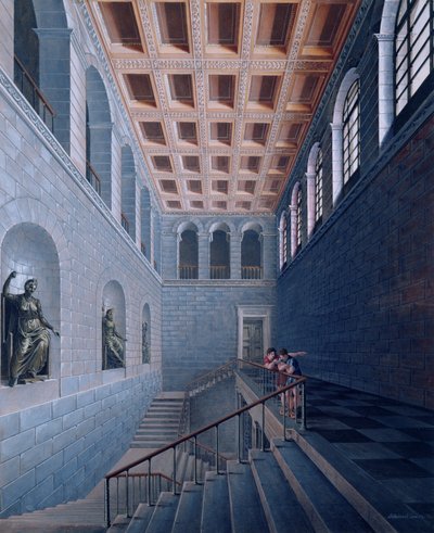 Innenansicht einer Treppe, Entwurf für ein Schloss in Köstritz, 1802-03 von Karl Friedrich Schinkel