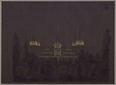 Merseburg. Schloss. Entwurf zur Illumination des Schlosses anlässlich der Huldigungsfeierlichkeiten für Friedrich Wilhelm III. von Preußen von Karl Friedrich Schinkel