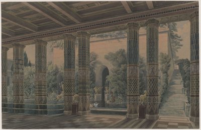 Schloss Orianda auf der Krim. Antikischer Entwurf. Empfangshalle, Kaisergarten von Karl Friedrich Schinkel