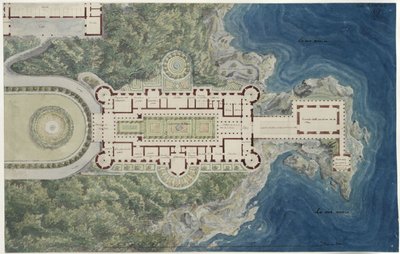 Schloss Orianda auf der Krim. Moskowitischer Entwurf. Grundriss mit Umgebung von Karl Friedrich Schinkel