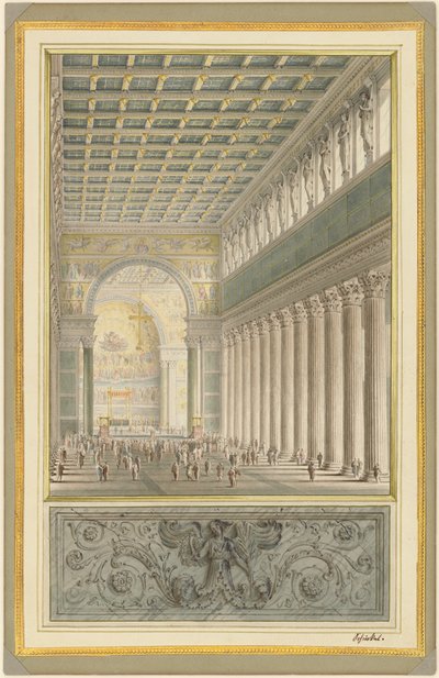 Das Kirchenschiff, die Apsis und das Querschiff einer Kathedrale für Berlin von Karl Friedrich Schinkel