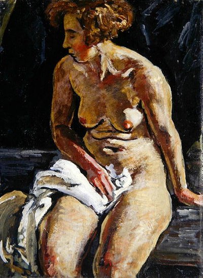 Sitzender Akt mit weißem Handtuch, II von Karl Leyhausen