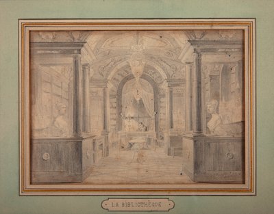 Napoleon bei der Arbeit in der Bibliothek des Schlosses Malmaison, ca. 1806 von Karl Loeillot Hartwig
