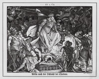 Attila der Hunne nach der Schlacht von Chalons, 451 von Karl Ludwig Adolf Ehrhardt