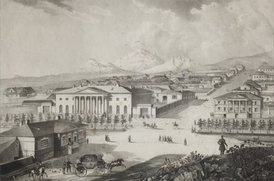 Ansicht des Hotels und des Zentrums von Pjatigorsk von Karl Petrovich Beggrov